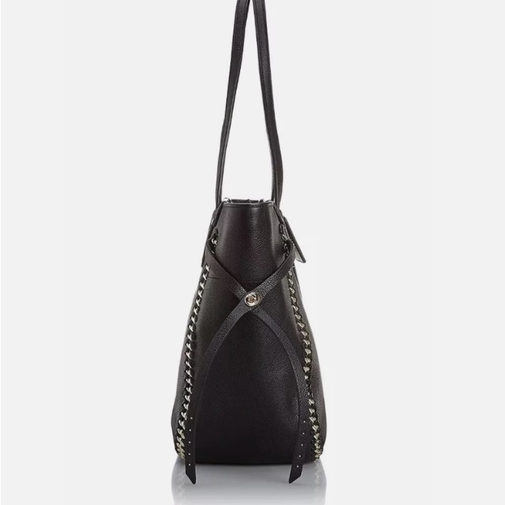NWT Coach Whiplash Black Leather Tatum Satchel Bag w/ Gold Accents Retail $550 - Picture 2 of 12